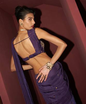 purple organza lehenga set with gold embroidery 3