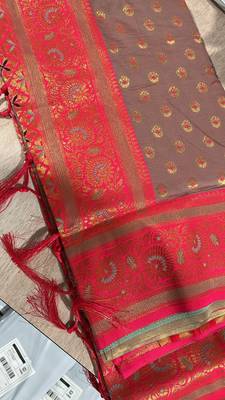 sea green banarasi saree with blouse piece  4