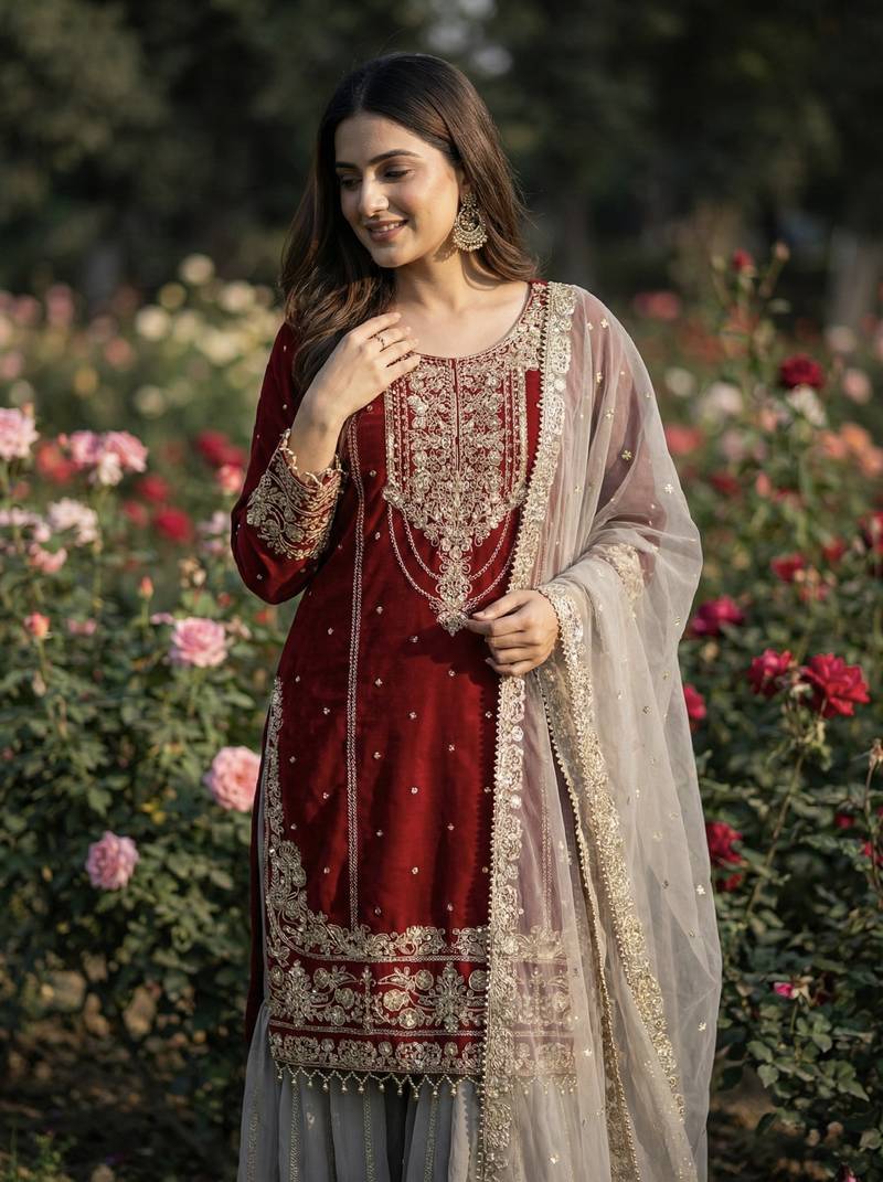 Designer  Sharara Suit Stylish Suit Set With Dupatta