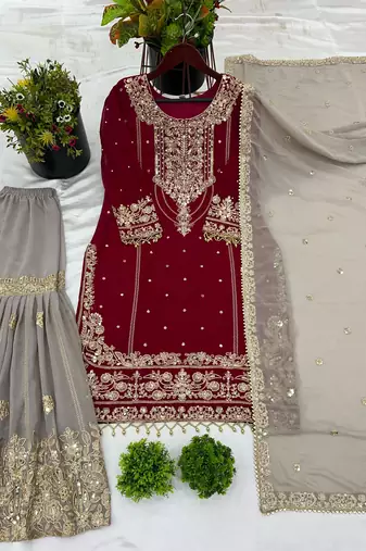 Designer  Sharara Suit Stylish Suit Set With Dupatta