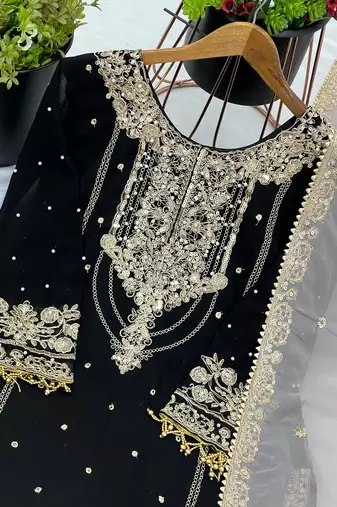 Black Sharara With Dupatta Stylish Suit Set