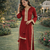 Maroon Mirror Lace work Natural Crepe Kurti Pant Set