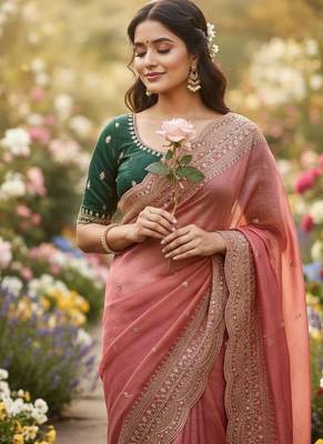 Corol Color Soft Space Chiffon Fancy Saree 2