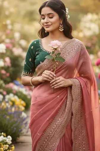 Corol Color Soft Space Chiffon Fancy Saree
