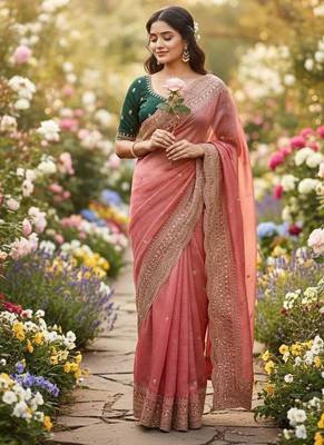 Corol Color Soft Space Chiffon Fancy Saree 1