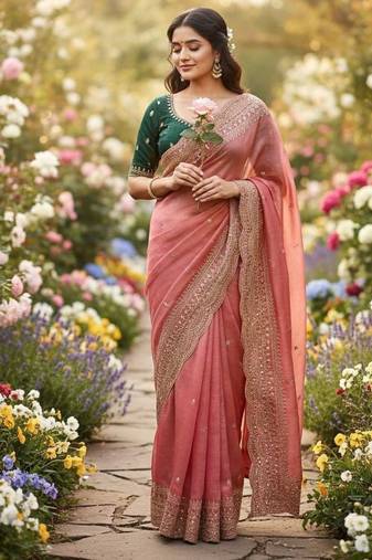 Corol Color Soft Space Chiffon Fancy Saree