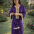 Purple Color Real Mirror Lace work Natural Crepe Kurti pant Set