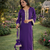 Purple Color Real Mirror Lace work Natural Crepe Kurti pant Set