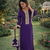 Purple Color Real Mirror Lace work Natural Crepe Kurti pant Set