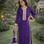 Purple Color Real Mirror Lace work Natural Crepe Kurti pant Set