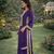 Purple Color Real Mirror Lace work Natural Crepe Kurti pant Set