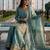 Aqua blue eid special heavy work palazzo suit set with dupatta