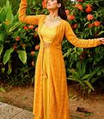 mustard haldi lehenga choli set with embroidered jacket