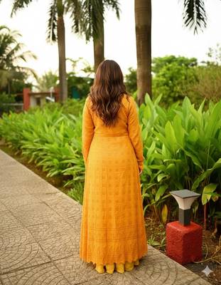 mustard haldi lehenga choli set with embroidered jacket 2