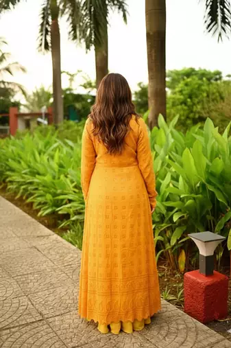 mustard haldi lehenga choli set with embroidered jacket