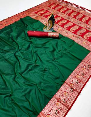 Dark Green Color Premium Silk Saree Collection 1