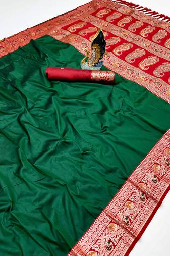 Dark Green Color Premium Silk Saree Collection