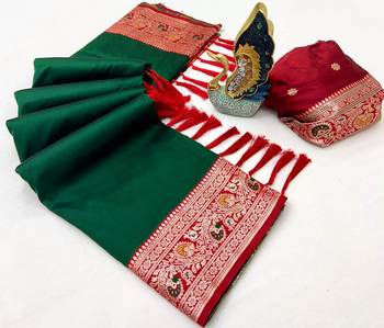 Dark Green Color Premium Silk Saree Collection 3