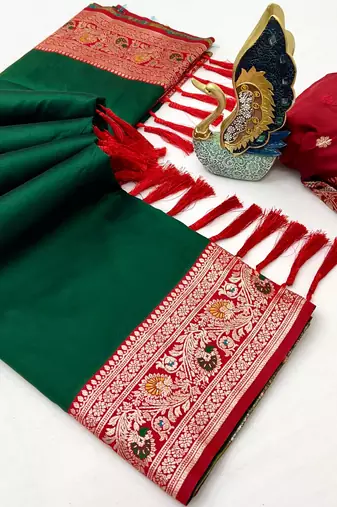 Dark Green Color Premium Silk Saree Collection