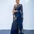 Midnight blue embroidered luxe crepe saree