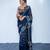 Midnight blue embroidered luxe crepe saree