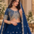 lehenga choli navy blue vichitra zari sequin dupatta