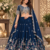 lehenga choli navy blue vichitra zari sequin dupatta