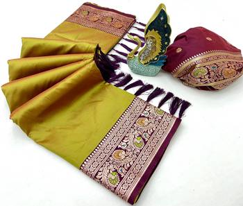 Olive Color Premium Silk Saree Collection 3
