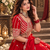 red vichitra lehenga set with cording sequin embroidery