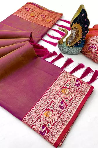 Onion Pink Color Premium Silk Saree Collection