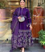 Women Ethnic Motifs Printed Anarkali Kurta with Trouser & Dupatta