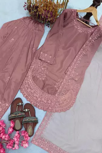 Party Wear Look Palazzo Suit Set With Dupatta