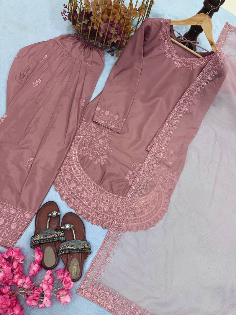 Party Wear Look Palazzo Suit Set With Dupatta