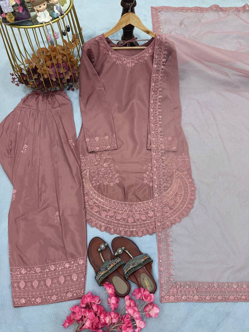 Party Wear Look Palazzo Suit Set With Dupatta
