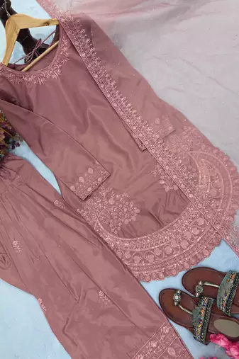 Party Wear Look Palazzo Suit Set With Dupatta