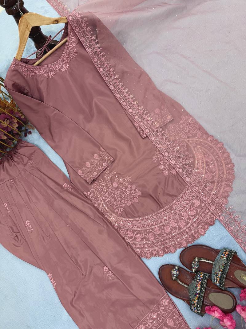 Party Wear Look Palazzo Suit Set With Dupatta