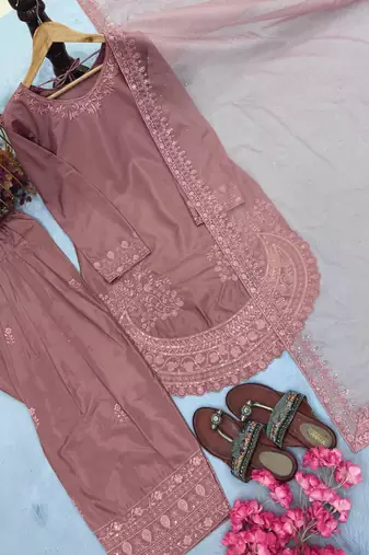 Party Wear Look Palazzo Suit Set With Dupatta