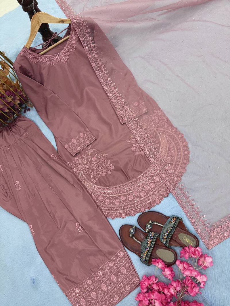 Party Wear Look Palazzo Suit Set With Dupatta