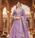 lavender vichitra lehenga set with sequin embroidery