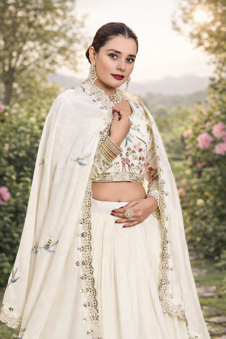 white sequin embroidered lehenga set vichitra festive