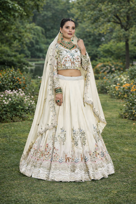 white sequin embroidered lehenga set vichitra festive 4