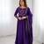 Women purple embroidered anarkali kurta set with dupatta