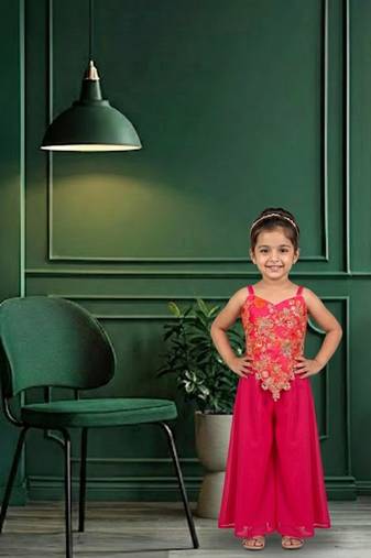 Pink embroidered palazzo set