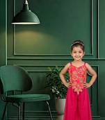 Pink embroidered palazzo set