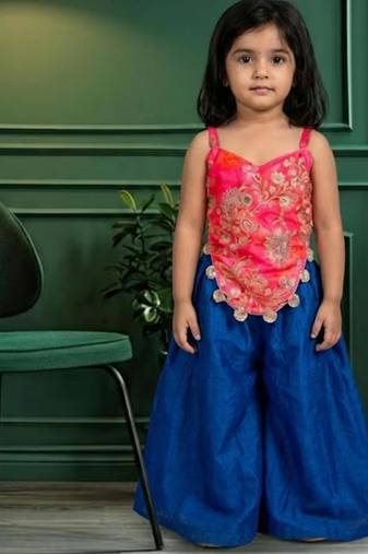 Pink and blue ethnic palazzo outfit