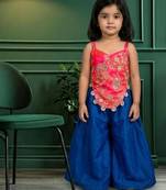 Pink and blue ethnic palazzo outfit