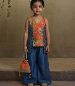 Printed kurti with blue palazzo set