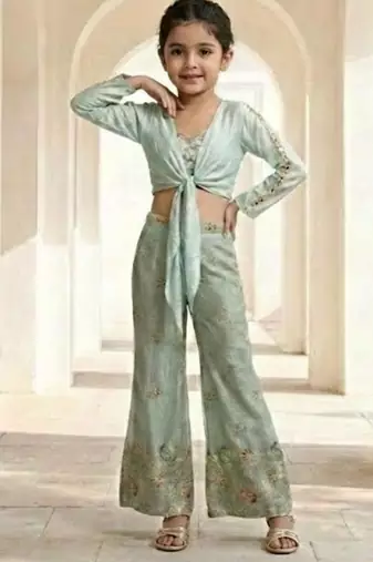 Mint green tie-front palazzo set