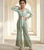 Mint green tie-front palazzo set