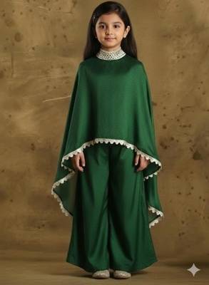 Emerald green cape style ethnic set 1